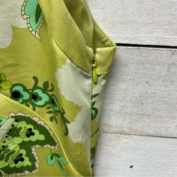 Ann Taylor Dress Womens 4 Green Floral Sleeveless V Neck Lined Side Zip Sheath - Picture 5 of 11
